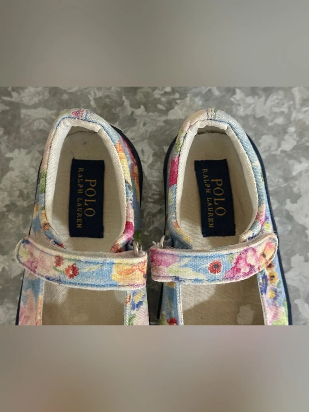 Polo Ralph Lauren Girls Floral Mary Jane Canvas Sneakers, Size 8